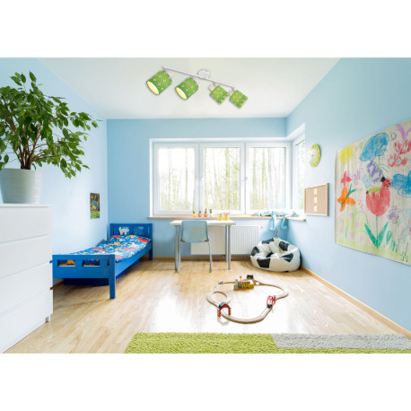 Stropné svietidlo, kov biely, chróm, plast zelený a biely, futbalový vzor, pohyblivé, bez žiaroviek 4