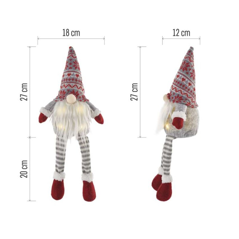 LED vianočný škriatok sediaci, 27 cm, 3× AA, vnút., teplá biela 2