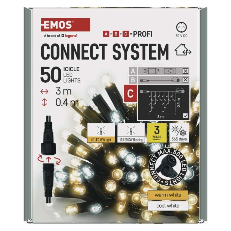 Profi LED spojovacia reťaz preblikávajúca – cencúle, 3 m, vonkajšia, teplá/studená biela 9