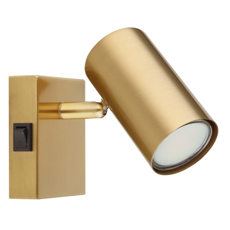 Nástenné svietidlo, kov zlatý brúsený, kolískový vypínač, ŠxV: 70x100mm, H: 130mm, bez žiarovky 1x G 7