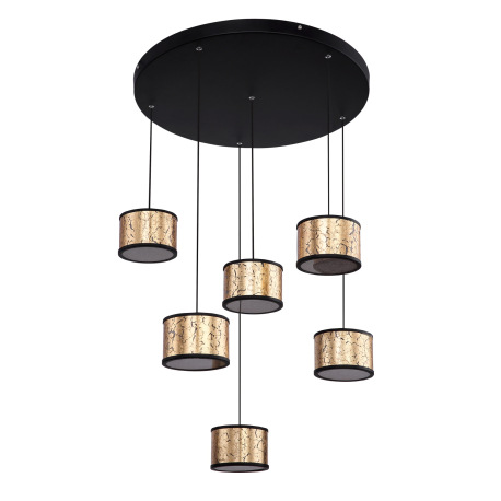 Závesné svietidlo, čierny kov, sklo, krištále plastové priehľadné, čierne sklo so zlatou fóliou, Ø56 1
