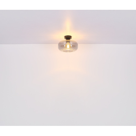 Stropné svietidlo kov čierny matný, dymové sklo, ø: 280mm, V: 205mm, bez žiarovky 1x E27 40W 230V 12