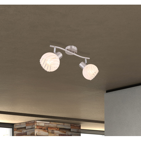 Nástenné svietidlo, nikel, sklo priehľadné biele, DxŠxV: 360x190x192, bez žiaroviek 2xE27, max. 40W 1