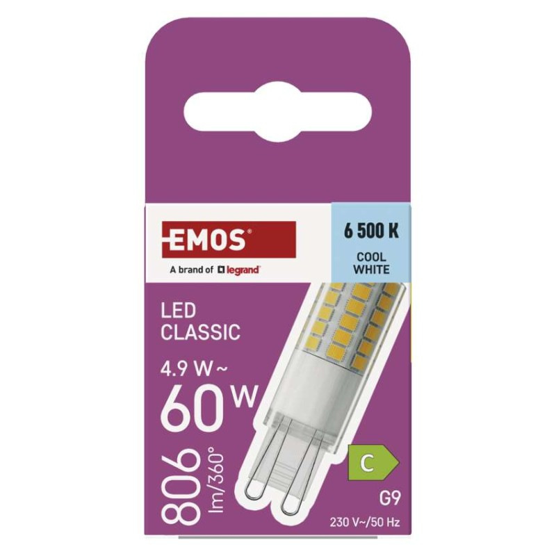 LED žiarovka Classic JC / G9 / 4,9 W (60 W) / 806 lm / Studená biela 5