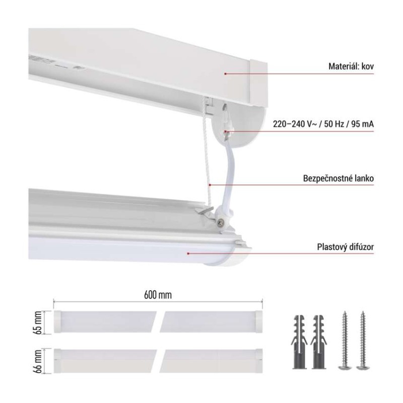 LED lineárne svietidlo PANO 20W, neutrálna biela 4