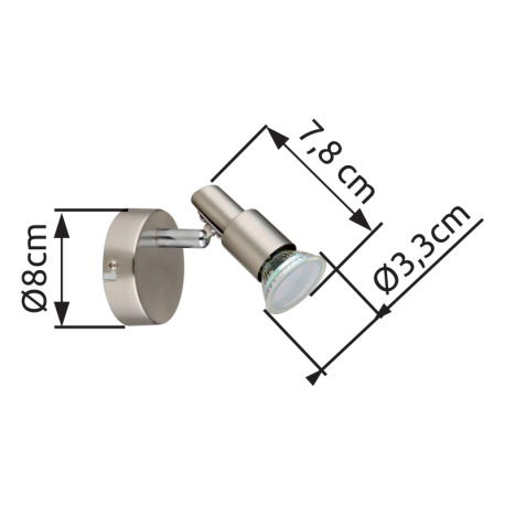 Nástenné svietidlo, kov nikel matný, kov chróm, ŠxV: 80x78mm, H: 95mm, vrátane žiarovky 1xGU10 LED 3 12
