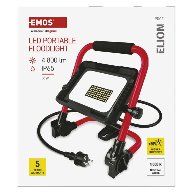 LED reflektor ELION 30W, červeno-čierny, IP65, 4800 lm, neutrálna biela 13