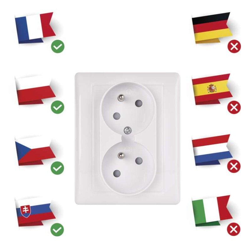 Zásuvka dvojnásobná, biela 5