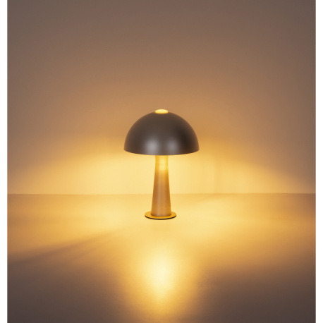 Stolná lampa z kovu v matnej cappuccino farbe, kábel z čierneho PVC, kolískový vypínač na kábli, ø: 6