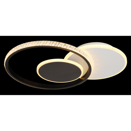 Stropné svietidlo, matný biely kov, matný čierny kov, akryl biely, číre plastové krištále, DxŠxV: 45 11