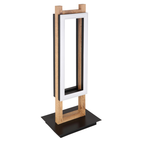 Stolová lampa, kov čierny, MDF tmavohnedý, plast biely, prepínač, DxŠxV:200x150x500mm, dĺžka kábla 1 11