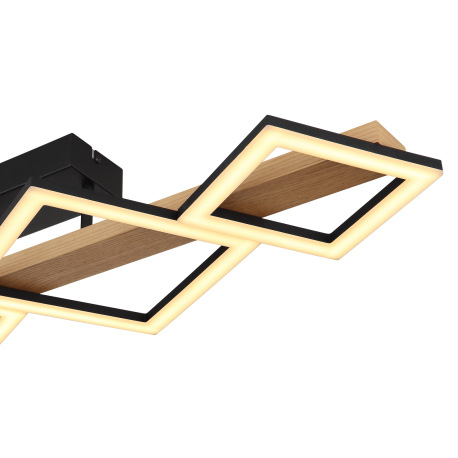 Stropné svietidlo kov čierny mat, MDF imitácia dreva, ABS čierny mat, plast biely, DxŠxV: 920x300x13 5