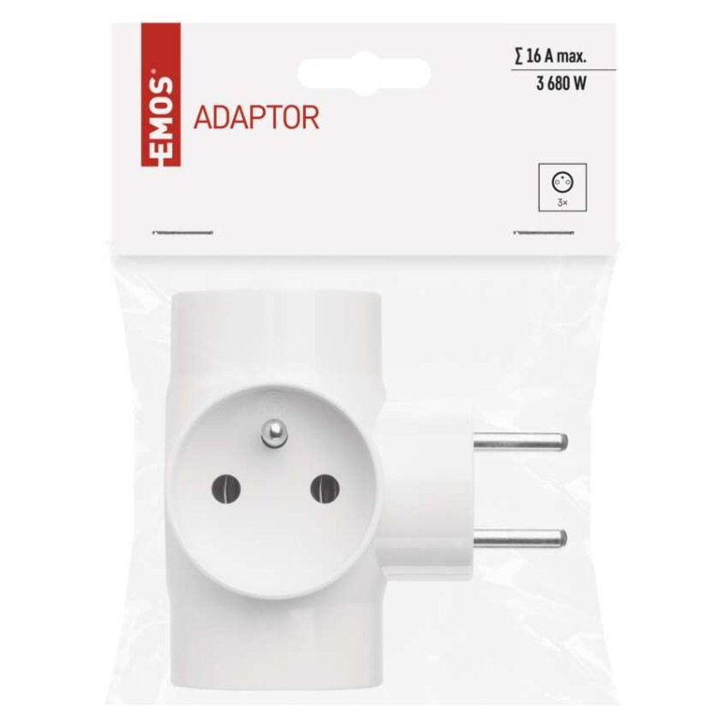 Rozbočovacia zásuvka 3× guľatá, 6