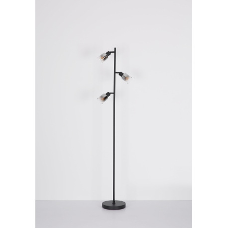 Stolová lampa, kov čierny matný, dymové sklo s prechodom do priehľadného skla, kábel PVC čierny, kol 15