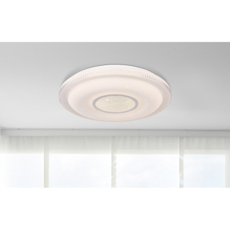 Stropné svietidlo, kov biely, chróm, akryl biely, sklenený krištáľ, trblietavý efekt, kompatibilné s 10