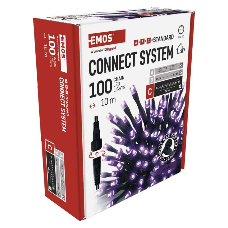 Standard LED spojovacia vianočná reťaz, 10 m, vonkajšia aj vnútorná, fialová 13