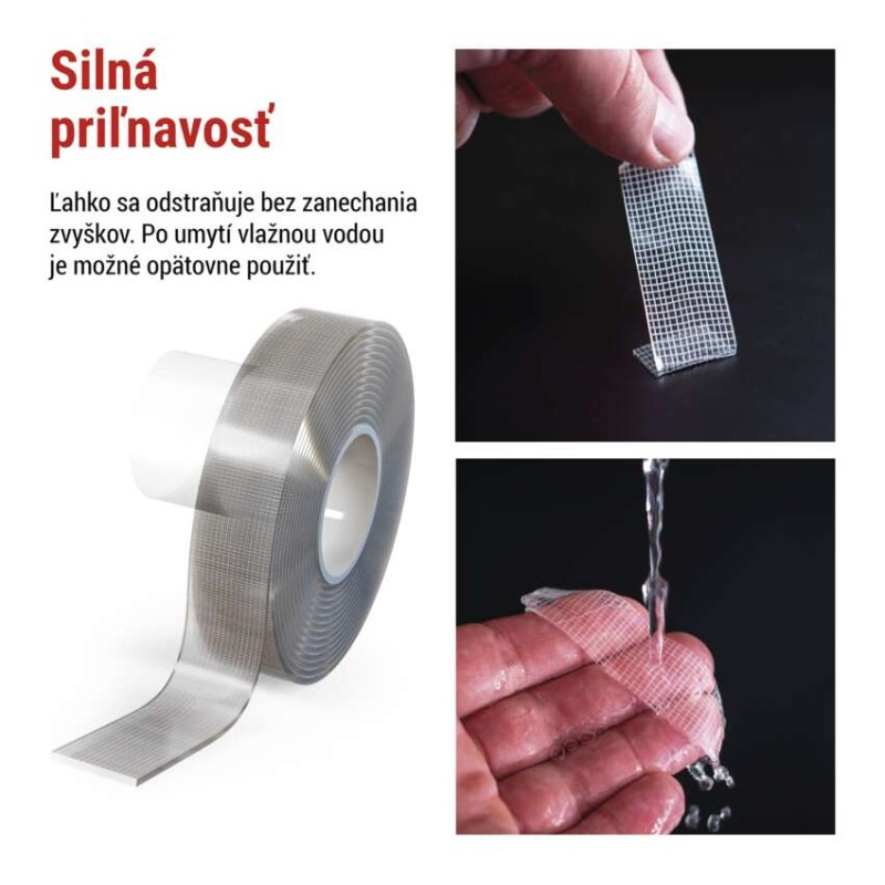  Dvojstranná NANOGRID páska 19 mm / 3 m, priehľadná 2