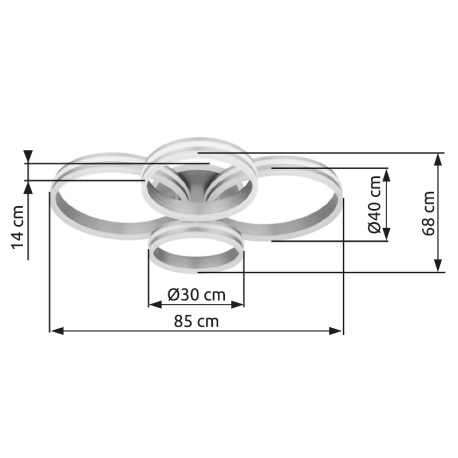 Stropné svietidlo kov sivý, akryl biely, stmievateľné, niekoľko úrovní cez nástenný spínač, pamäťová 9