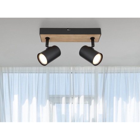 Nástenné svietidlo kov čierny matný, MDF, imitácia tmavého dreva, DxŠxV: 260x60x135mm, bez žiaroviek 7