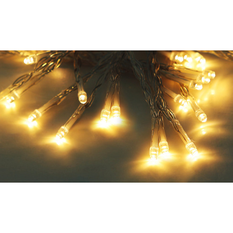 Solárna svetelná reťaz, plast čierny, plast transparentný, kábel od solárneho panelu k prvej LED 3m, 17