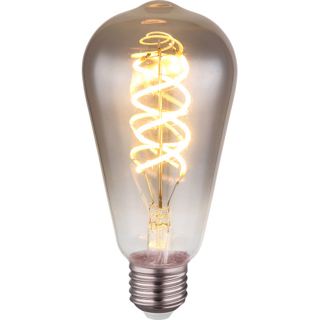 LED žiarovka, sklo dymové, stmievateľná, ø: 64mm, V: 141mm, 1x E27 LED 6.5W 230V, 220lm zdroj, 220lm