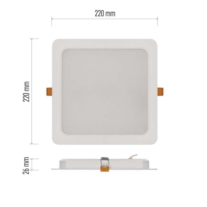 LED vstavané svietidlo RUBIC, štvorcové, biely, 24W, neutrálna biela 2