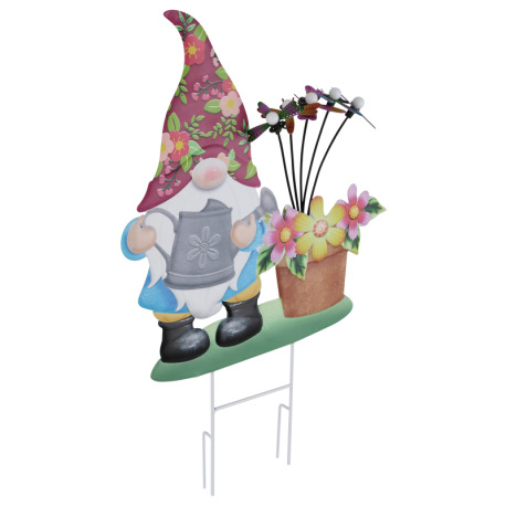 Solárne svietidlo, kov farebný, plast, posuvný spínač, batéria AAA 400mAh 1,2V, IP44, trpaslík s kve 2