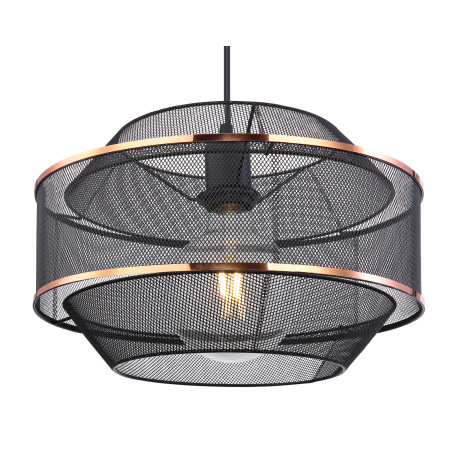 Závesné svietidlo, kov čierny a zlatý, Ø350, V:1500, bez žiarovky 1xE27, max. 60W 230V 4