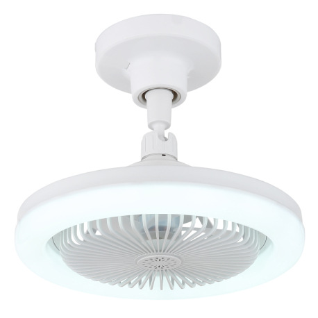 Stropný ventilátor, plast biely matný/priehľadný, stmievateľný, viacero rýchlostí pomocou nástenného 6
