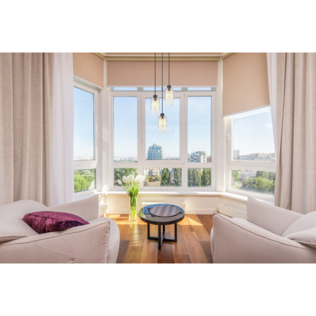 Závesné svietidlo kov čierny matný, sklo dymové, sklo kryštály číre, kábel PVC čierny, ø: 250mm, V: 8