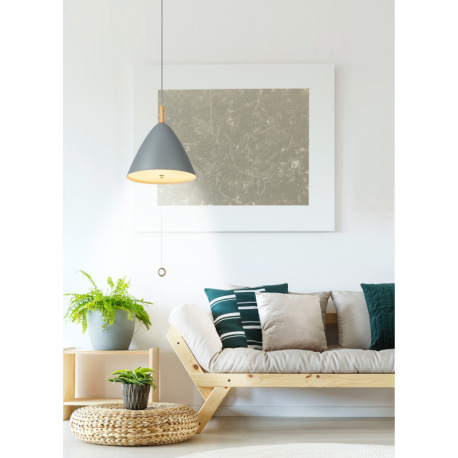 Závesné svietidlo, kov sivý, sklo opál, vypínač, Ø330, V:1200, bez žiaroviek 3xE27, max. 60W 230V 5