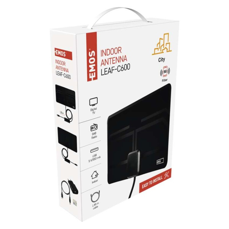 Anténa izbová CITY LEAF-C600, DVB-T2, DAB, filter LTE/4G/5G 8