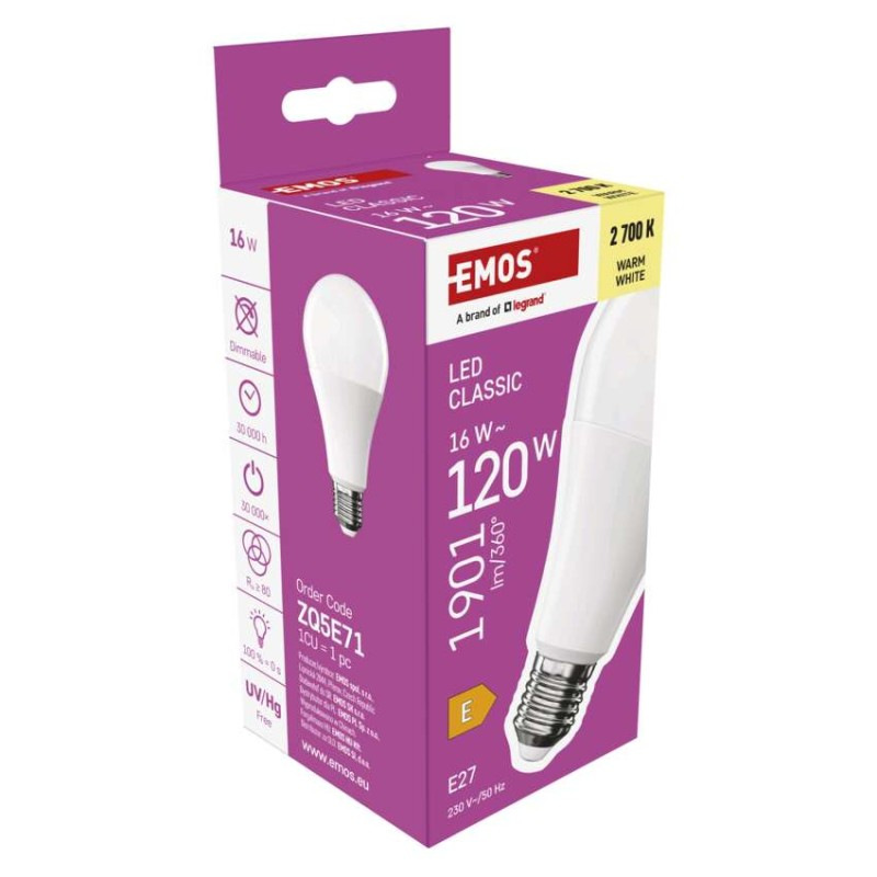 LED žiarovka Classic A70 / E27 / 16 W (120 W) / 1901 lm / Teplá biela 6