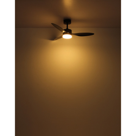 Stropný ventilátor, kov čierny, plast biely/čierny, stmievateľný, niekoľko úrovní pomocou nástenného 18