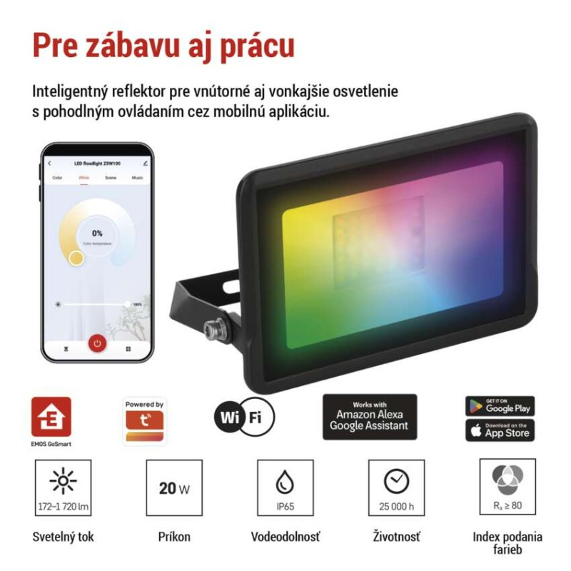 GOSMART LED reflektor 20W, 1720 lm, RGB+CCT, IP65 5