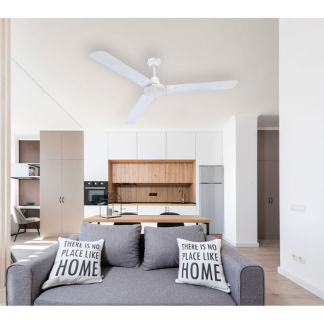 Stropný ventilátor, kov biely, 3 rýchlosti, len jeden smer, maximálny výkon motora 70W, optimálne vy 7