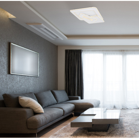 Stropné svietidlo, kov biely, akryl, kompatibilné s Google Assistant a Alexa, pamäťová funkcia, nočn 1