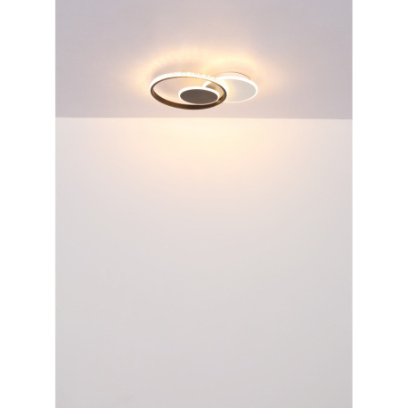 Stropné svietidlo, matný biely kov, matný čierny kov, akryl biely, číre plastové krištále, DxŠxV: 45 16