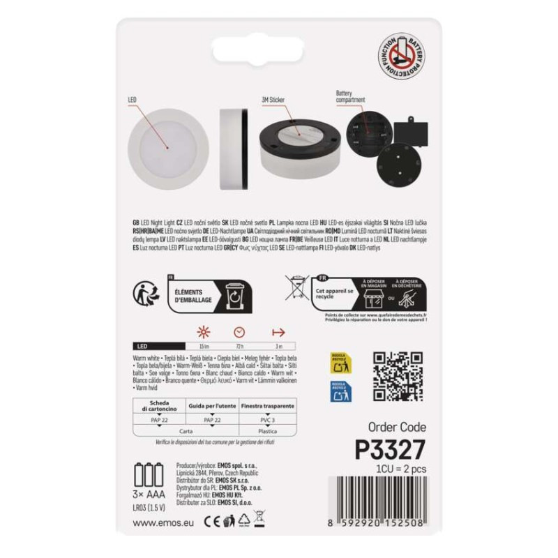 LED nočné svetlo P3327 na 3× AAA, 2 ks 4