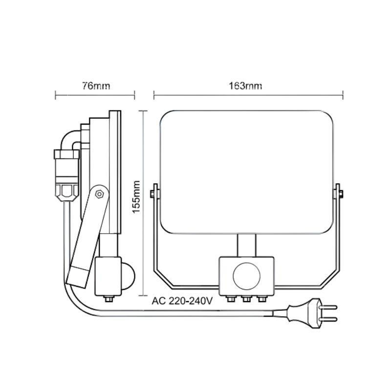 Vonkajší čierny LED reflektor so senzorom 30W / 4000K - LF7023S 4