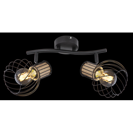 Nástenné svietidlo, kov čierny, kov imitácia dreva, DxŠxV:295x230x185, bez žiaroviek 2xE27, max. 40W 12