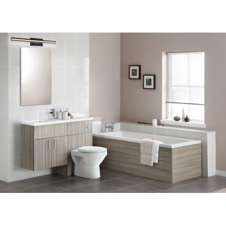 Nástenné svietidlo, kov, hliník čierny matný, plast opál satinovaný, IP44, vypínač, ŠxV:100x610, H:6 1