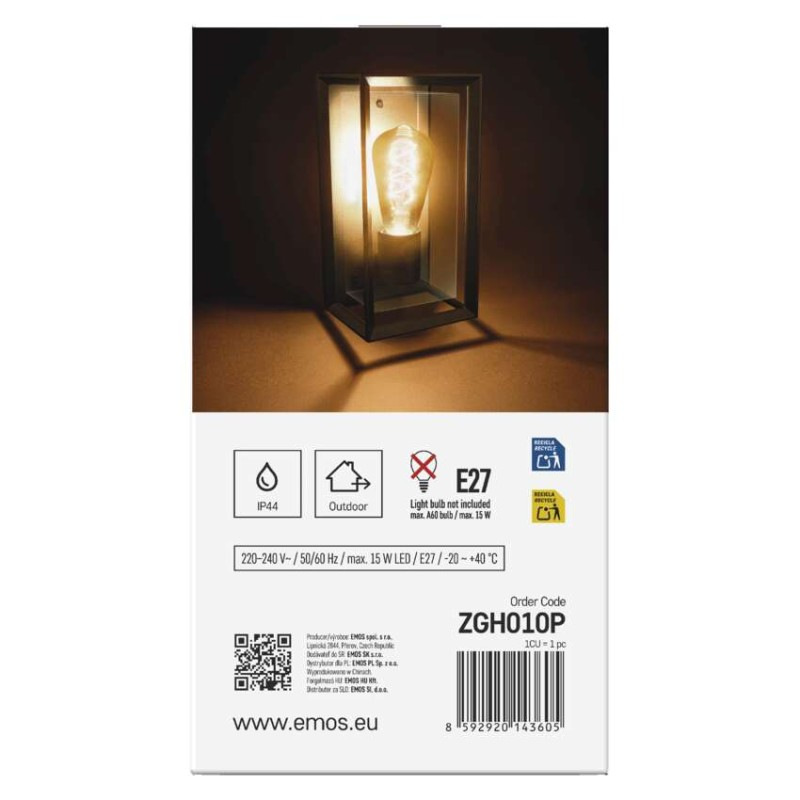 Záhradné nástenné svietidlo MALVA, 13 x 12 x 25 cm, 1 x E27, 15 W 11