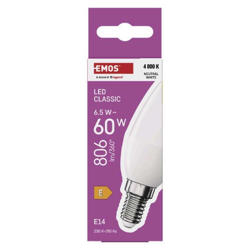 LED žiarovka Classic sviečka / E14 / 6,5 W (60 W) / 806 lm / Neutrálna biela 4