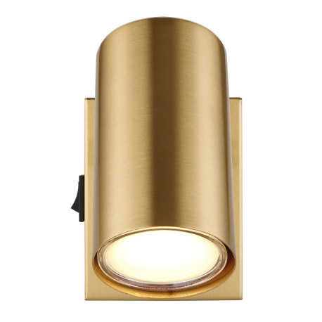 Nástenné svietidlo, kov zlatý brúsený, kolískový vypínač, ŠxV: 70x100mm, H: 130mm, bez žiarovky 1x G 3