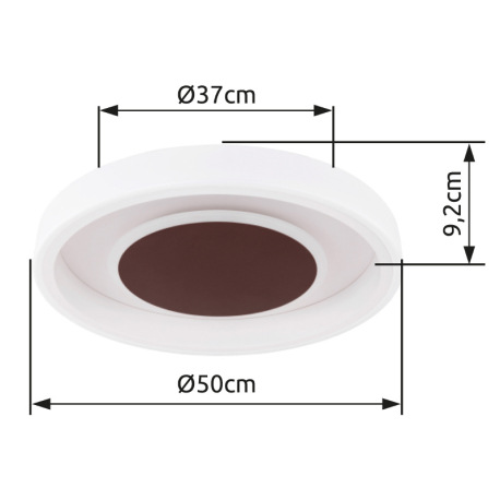 Stropné svietidlo, kov biely, akryl biely, kov hnedý, pamäťová funkcia, nočné svetlo, stmievateľné, 20