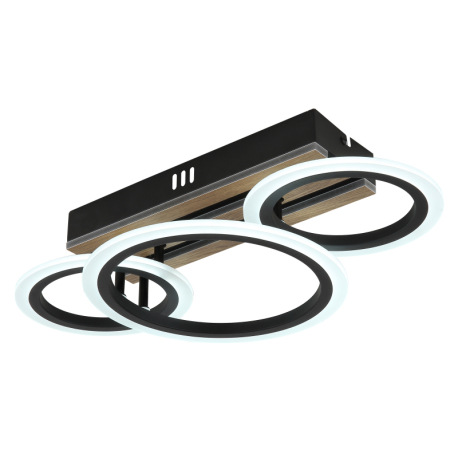 Stropné svietidlo, kov čierny matný, MDF s tmavým dreveným efektom, plast biely, niekoľko úrovní pom 6