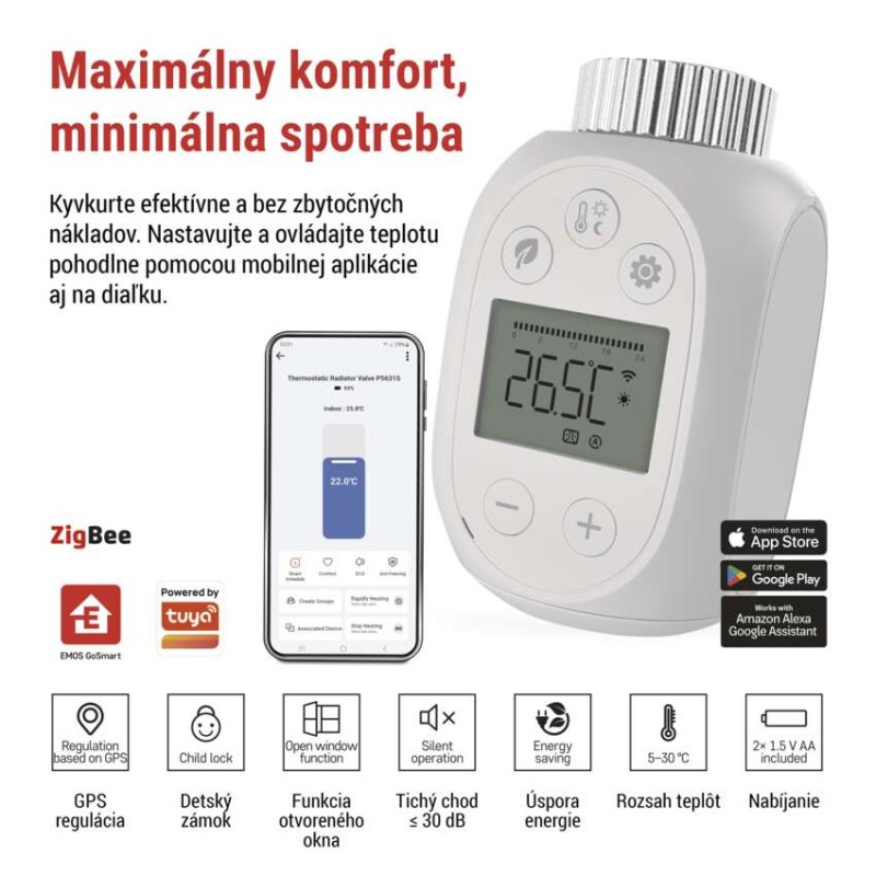 GoSmart Digitálna termostatická hlavica P5631S ZigBee 3.0 1