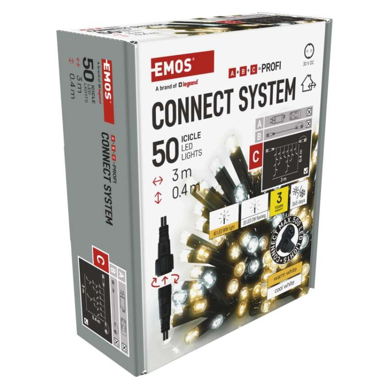 Profi LED spojovacia reťaz preblikávajúca – cencúle, 3 m, vonkajšia, teplá/studená biela 11