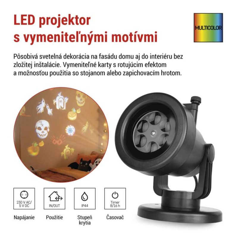 Dekoratívny LED projektor – 6 motívov, pre exteriér aj interiér 2